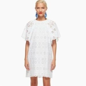 Kate Spade White Puff Sleeve Mini Dress